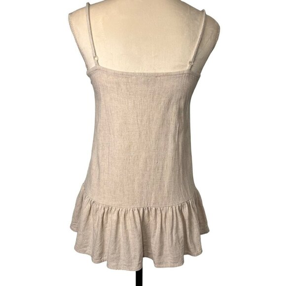 LA HEARTS Sz Sm Linen Blend adjust Spaghetti Strap Mini Dress Ruffle Hem Boho - Picture 7 of 12